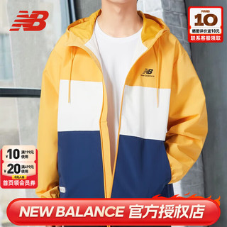 NEW BALANCE男女冬季款外套 23冬季梭织连帽运动服休闲夹克 5AD38011-YL/黄白撞色/简约时尚 M