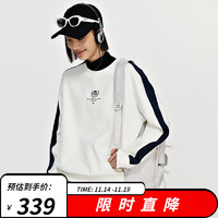 卡帕（Kappa）复古运动套头衫2023女针织卫衣拼色休闲圆领长袖K0D82WT20 韩国白-012 S