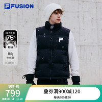 FILA FUSION斐乐潮牌款羽绒马甲2023冬时尚休闲立领上衣 正黑色-BK 190/108A/XXXL