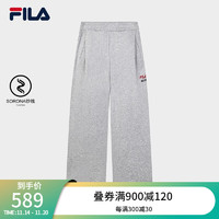 FILA 斐乐女士针织长裤时尚简约休闲宽松阔腿裤 深大理石花灰-MG 170/70A/L