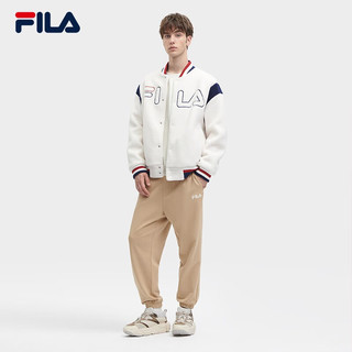 FILA【张艺兴同款】斐乐男士针织外套2023冬仿羊羔绒棒球服男装上衣 鲜乳白-IV 175/96A/L