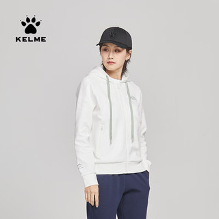 KELME早春秋纯色连帽针织外套百搭开衫拉链卫衣女运动 浅绿色(立领) S/155