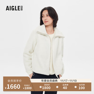 AIGLE艾高20户外保暖时尚舒适全拉链抓绒衣女士外套 粉白色 AO243 40(170/92A)