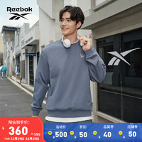 Reebok锐步男女同款运动休闲时尚纯色圆领套头衫卫衣 蓝色 XL
