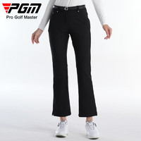 PGM高尔夫裤子女士运动面料长裤 微喇裤型 隐形拉链口袋开衩裤脚 KUZ168-黑色 XS