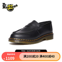 马丁（DR.MARTENS）Penton 2023流行一脚蹬光面皮男女款乐福鞋 黑色 38