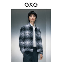 GXG男装 商场同款灰白格纹短款大衣 冬季GEX10628824 黑白格 175/L