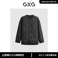 GXG男装 潮流休闲轻薄无领短款羽绒外套男式羽绒服23年冬季 黑色 165/S