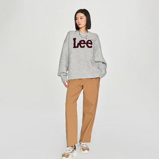 Lee韩国设计宽松版大logo羊毛混纺套头毛衣潮流LUT0063 浅灰色 XL