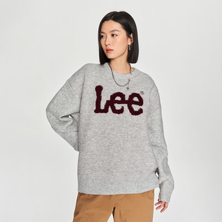 Lee韩国设计宽松版大logo羊毛混纺套头毛衣潮流LUT0063 浅灰色 XL