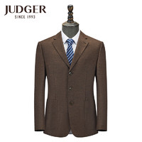 庄吉（Judger）秋冬男士复古厚款羊毛西装毛料商务男士单件西服 枣红色 165/92B
