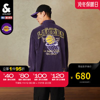 杰克·琼斯（JACK&JONES）23冬季NBA联名湖人队潮流宽松休闲条绒刺绣衬衫外套2234OS010 F38酱紫色 180/100A/L