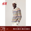 H&M男士标准版型提花针织套衫1169624 奶油色/多色 170/92A