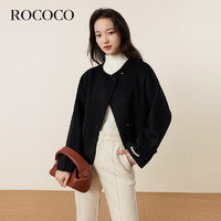 洛可可（ROCOCO）黑色短款羊毛双面呢外套女气质冬装时尚呢子上衣 黑色 S