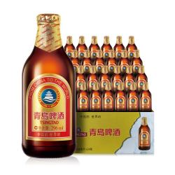 tsingtao青岛啤酒小棕金11度296ml24瓶有赠品
