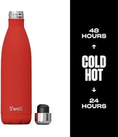 swell 四维 S'well 不锈钢水瓶 25 液体盎司(约 63.6 毫升)罂粟红