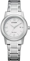 CITIZEN 西铁城 女式 模拟 生态驱动手表 不锈钢表带 FE1220-89A, 银色, 手链