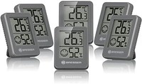 BRESSER 宝视德 温度计 湿度计 温度湿度计 6 件套 用于安装或安装在室内气候指示器 灰色