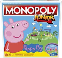 prime会员：Hasbro 孩之宝 Monopoly Junior：2-4 名玩家的 Peppa Pig 版棋盘游戏