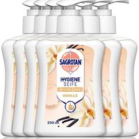 SAGROTAN 洗手液 额外护理 香草&羊绒 - 抵御菌类 - 6 x 250 毫升 皂液器 实用包装