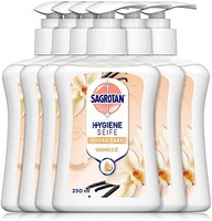SAGROTAN 洗手液 额外护理 香草&羊绒 - 抵御菌类 - 6 x 250 毫升 皂液器 实用包装