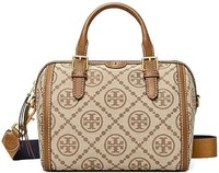 TORY BURCH 83970 T 字母组合榛子棕褐色/卡其色带金色五金提花女式桶手提包, 棕褐色, 中号