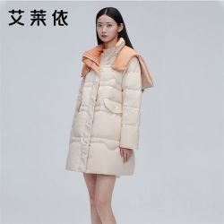 eral艾莱依羽绒服女冬季中长款大牌高端鸭绒短款加厚个性帽保暖外套