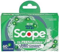 Crest 佳洁士 Scope Refreshables,便携式咀嚼胶囊用于口臭*,*清新留兰香,60粒