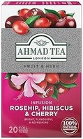 AHMAD 亚曼 Tea 玫瑰果和樱桃注入,20 个茶包,玫瑰果,芙蓉和樱桃,1.4 盎司(6 件装)