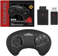 Retro-Bit BIG6 2.4 GHz Sega Genesis 无线街机控制器垫适用于 Sega Genesis Original/Mini、Switch