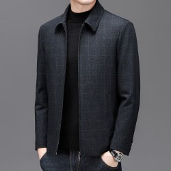 罗蒙 秋冬季新款毛呢夹克男士中年商务休闲爸爸装感白鸭绒羽绒外套