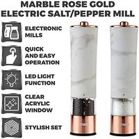 TOWER 盐和胡椒，电动研磨器，玫瑰金和大理石白色