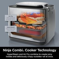 NINJA 妮佳 SFP701 Combi 多合一多功能锅,烤箱和空气炸锅,14 合 1 功能,15 分钟完整餐,包括3个配件,灰色
