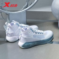 xtep特步篮球鞋男鞋林书豪灵击同款春白色高帮篮球鞋878119120001