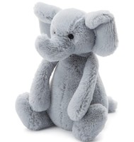 jELLYCAT 邦尼兔 灰色大象填充动物玩具 7英寸(约 17.8 厘米)
