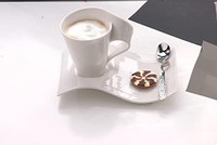 德国唯宝 Villeroy & Boch 德国唯宝 NewWave系列 卡布奇诺咖啡杯 可供4人 共8件 优质瓷 白色轮廓设计