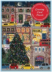 Galison Books Galison 冬季灯 – 冬季问候和拼图卡包括颜色协调的信封和贴纸密封