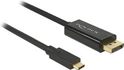 DELOCK 數據線 USB Type-C 插頭>顯示端口插頭（DP Alt Mode） 4K 60 Hz 1 米 黑色