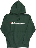 Champion 男士 长袖连帽卫衣 C3-Q107 拉绒衬里 经典脚本徽标印花连帽卫衣