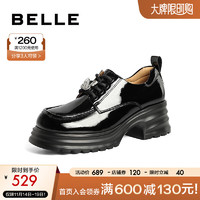 BeLLE 百丽 质感牛津鞋女方头英伦风单鞋A4Q1DCM3 黑色 39