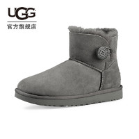 UGG 女士休闲舒适平底圆头经典时尚纽扣短靴雪地靴1016422 GREY  灰色 40