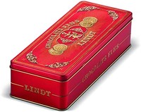 Lindt 瑞士莲 175 周年纪念版铁盒红色，Lindor 混合全脂牛奶，黑色 60％，榛子，白色，435 克