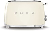 Smeg 斯麦格 TSF01CRUS 50 年代复古风格美学 2 片烤面包机,奶油色