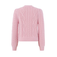 little MO&Co.美丽诺羊毛 little moco童装23冬装女童粗针绞花毛衣保暖开衫 水晶粉色 110/56