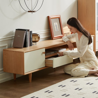 原始原素实木电视柜环保榉木储物柜现代简约小户型客厅地柜（2门2抽）-2米