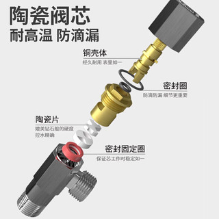 潜水艇角阀枪灰色全铜三角阀加长加厚防爆冷热通用热水器马桶水龙头角阀 【9只】枪灰色精铜三角阀