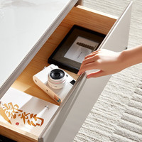 全友（QUANU）家居奶油风岩板茶几简约茶几客厅电视柜组合小户型家具边 单茶几A