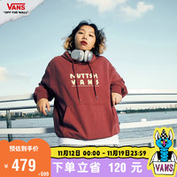 VANS范斯 亚洲艺术家联名女子连帽卫衣美式工装风NUTTSH 酒红色 XS