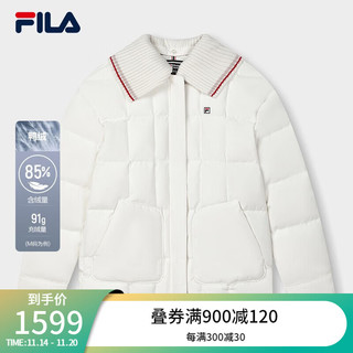 FILA 斐乐女士羽绒服简约休闲宽松可拆卸领上衣 蒸汽白-IV 180/96A/XXL