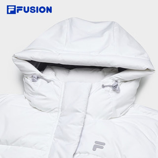 FILA FUSION斐乐潮牌长款羽绒服女时尚休闲连帽外套 标准白-WT 170/88A/L